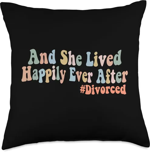 Miniatura 5 de And She Lived Happily Ever After Divorced Groovy - Almohada divertida, 16 x 16 pulgadas, multicolor