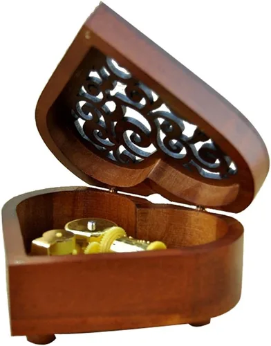 Miniatura 6 de FnLy Caja musical de madera grabada antigua, sobre el arco iris, con movimiento chapado en oro, en forma de corazón