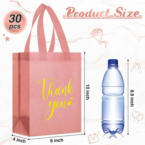 Miniatura 3 de Sweetude 30 Piezas Bolsas de Regalo de Agradecimiento con Asas a Granel Bolsa de Dulces Reutilizable No Tejida Plegable Bolso de Mano para Regalos