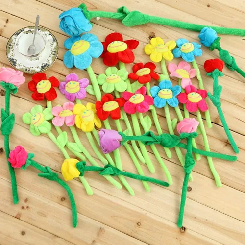 Miniatura 3 de 16 piezas de felpa artificial de girasol margarita de juguete flexible para cortina con hebilla de amarre para cumpleaños, boda, fiesta, regalo