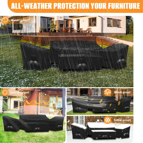 Miniatura 9 de Kovshuiwe Fundas para muebles de patio, juego de 4 piezas para muebles de jardín, terraza, patio, jardín, impermeable, mejorada, 420D, resistente