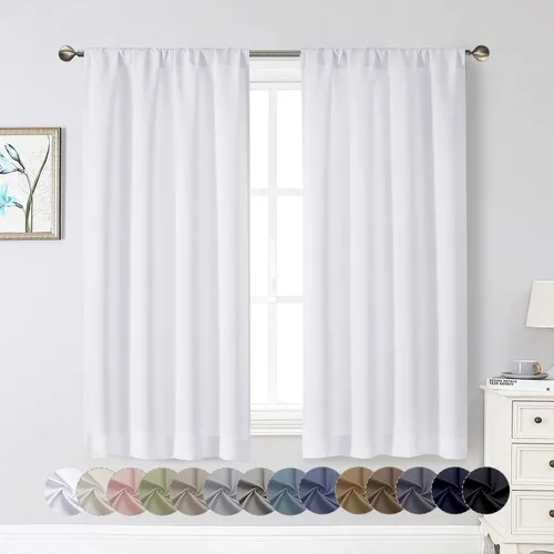 Miniatura 205 de Cortinas opacas para dormitorio, sala de estar, juego de 2 paneles de 54 pulgadas de largo, cortinas de oscurecimiento de habitación con aislamiento