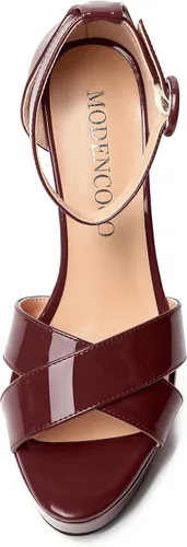 Miniatura 10 de MODENCOCO Sandalias de boda con correa de tobillo sexy para mujer, con plataforma y puntera abierta, tacón de aguja y tacón alto, zapatos de vestir