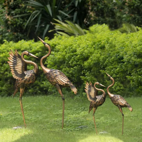 Miniatura 8 de TERESA'S COLLECTIONS Decoración de patio al aire libre, estatuas de jardín al aire libre, arte de grúa de metal de latón, adornos de césped de 33 a