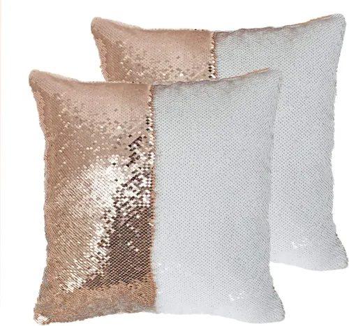 Miniatura 11 de Paquete de 2 fundas de almohada de lentejuelas sublimadas de 16 x 16 pulgadas, fundas de almohada reversibles con purpurina para regalos