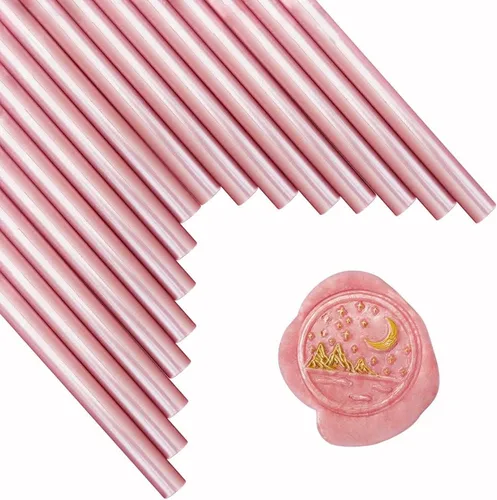Miniatura 21 de 16 barras de sello de cera rosa nacarada para pistola de pegamento, invitaciones de boda, tarjetas, sobres Rosa nacarado