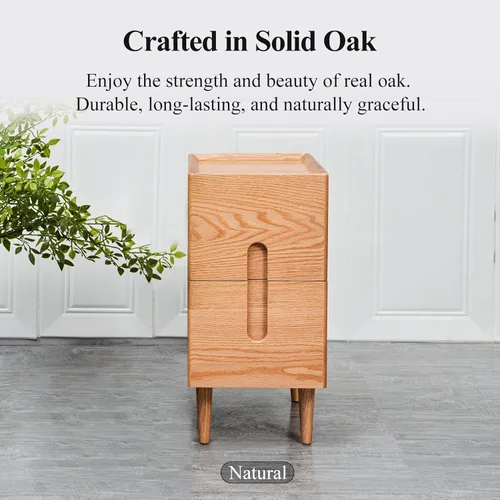 Miniatura 5 de Mesita de noche moderna de mediados de siglo, mesita de noche estrecha, mesa auxiliar minimalista para dormitorio, mesas de noche de 2 cajones