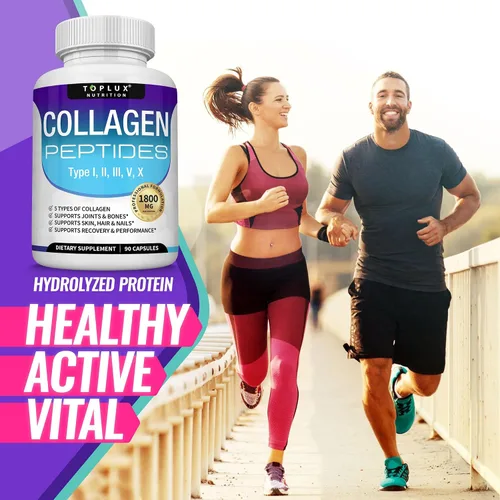 Miniatura 6 de Toplux Píldoras de Péptidos de Colágeno Múltiple Complejo de 1800 Mg - Tipo I, II, III, V, X Complejo de Colágeno Premium para Mejor Piel y Cabello