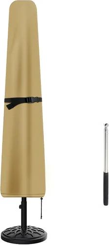 Cubierta para sombrilla de patio, fundas impermeables para sombrilla de 7 a 9 pies, para exteriores, con varilla de empuje, beige