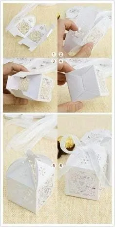 Miniatura 2 de 50pcs Cruz Favor Cajas para Bautizo Baby Shower Bomboniere con Cintas