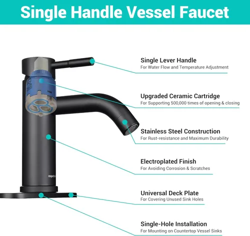 Miniatura 6 de Aquaterior Grifo de lavabo de baño negro mate de una sola manija 1 o 3 agujeros RV lavabo baño vanidad grifo bañera lavabo boho baño grifos CUPC NSF