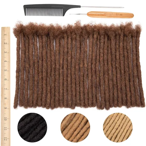 Miniatura 53 de DAIXI 0.2cm y 0.4cm y 0.6cm y 0.8cm de grosor 4-18 pulgadas 10 hebras extensiones de rastas de cabello humano 100% real para hombres/mujeres