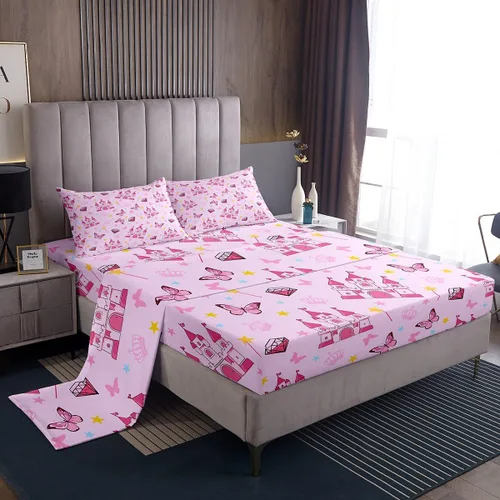 Miniatura 14 de Feelyou Husky - Juego de sábanas con diseño de flor de cerezo rosa, ropa de cama para perro, 1 sábana encimera y 1 sábana bajera ajustable con 1