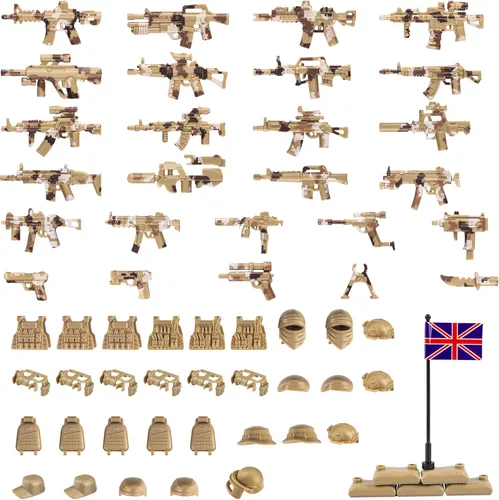 Miniatura 17 de 51 piezas de figuras de soldados de juguete, armas de camuflaje de Estados Unidos, juego de juguetes de batalla del ejército, paquete de armas, kits