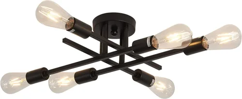 Miniatura 11 de ZGLAOJT Lámpara de techo semiempotrada de 4 luces, color negro mate con base E26, candelabro moderno para casa de campo, cocina, comedor