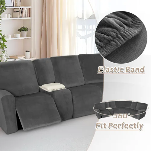 Miniatura 558 de Arfntevss Fundas de sofá seccional reclinable de terciopelo, Funda de sofá seccional de esquina para sofá reclinable, Funda elástica suave