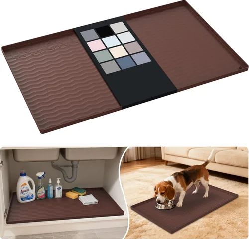 Miniatura 48 de URMONA Tapete de silicona impermeable para debajo del fregadero, 34 x 22 pulgadas, forro para estante de cocina y baño, protector de gabinetes
