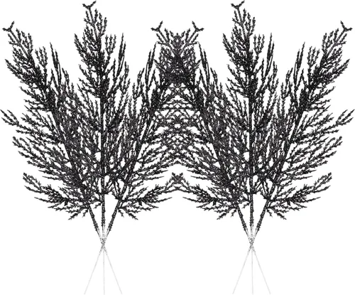 Miniatura 8 de Tallos con Purpurina de Navidad 24 piezas Ramas de Pino Artificial para Adornos de Árbol de Navidad, Rellenos, Corona de Navidad DIY, Manualidades