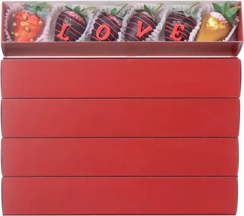 Miniatura 9 de Paquete de 10 cajas de fresa cubiertas de chocolate de 12 x 2.2 x 2 pulgadas para 6, cajas favoritas de fiesta para macarrones, trufas, bombas