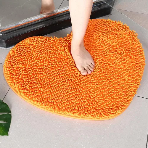 Miniatura 12 de vctops Alfombras de baño de felpilla en forma de corazón, extra suaves y absorbentes, antideslizantes, lavables, alfombra de felpa para bañera