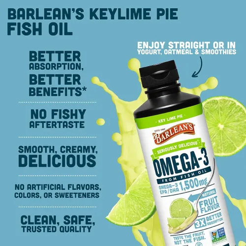 Miniatura 4 de Barlean's Suplemento líquido de aceite de pescado Omega 3 para hombres y mujeres, 1500mg de ácido graso EPA y DHA, promueve la salud del cerebro