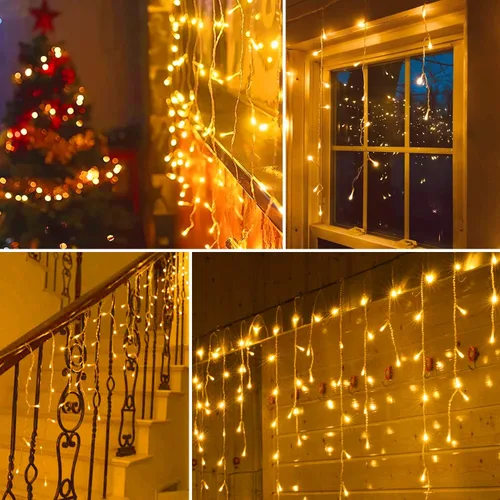 Miniatura 5 de Blingstar - Luces de carámbano, luces de Navidad al aire libre de 49.2 pies, 440 LED, luces colgantes extensibles, 8 modos, luces de carámbano