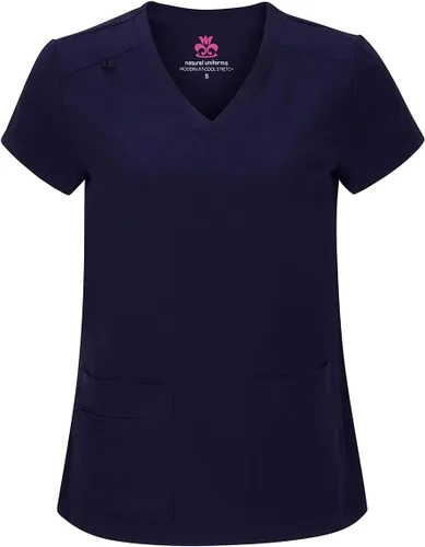 Miniatura 2 de Natural Uniforms - Conjunto fresco y elástico de ropa quirúrgica con camisa cuello en V y pantalón cargo para mujer, tallas regulares y pequeñas