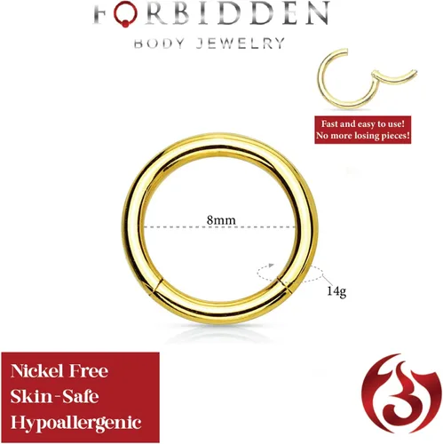 Miniatura 76 de Forbidden Body Jewelry - Piercing para la nariz de acero quirúrgico 316L con bisagra, 14G, 16G, 18G, diámetro de 15/64, 5/16, 25/64, 15/32 pulgadas