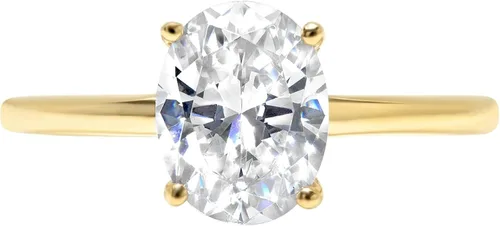 Miniatura 4 de Anillo solitario de corte ovalado brillante de 2,0 quilates de zafiro blanco creado en laboratorio, ideal VVS1 D de 4 puntas, compromiso, boda