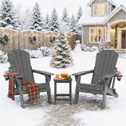 Miniatura 10 de Silla Adirondack plegable con soporte para tazas, de plástico HDPE resistente a todo tipo de clima, sillas de patio al aire libre, asiento