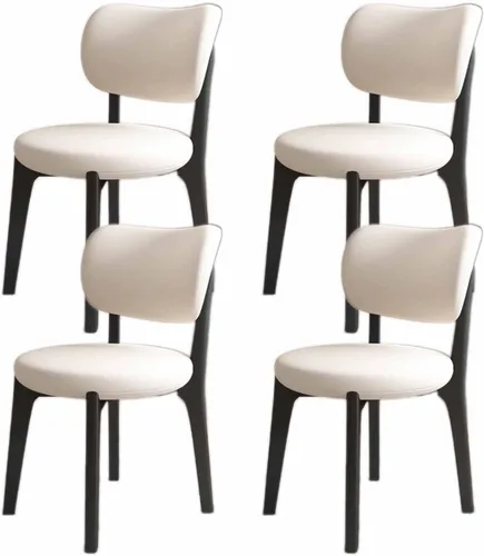 Miniatura 45 de Juego de sillas de comedor de madera modernas con respaldo curvado, sillas de cocina tapizadas con marco de madera, sillas laterales sin brazos