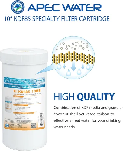 Miniatura 3 de APEC Water Systems FI-KDF85-10BB Filtro de agua de repuesto para reducción de sulfuro de hidrógeno y hierro fabricado en EE. UU., 4.5 x 10 pulgadas