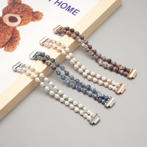 Miniatura 7 de Compatible con Fitbit Inspire HR/Inspire 2 & Inspire Bandas elásticas hechas a mano para mujer, pulsera de perlas de moda para Inspire Hr/Inspire 2