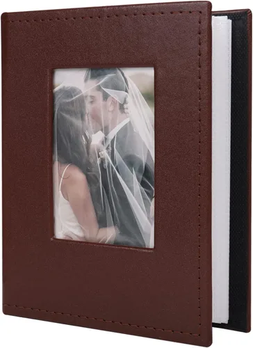 Miniatura 27 de Álbum de Fotos 4x6 para 300 Fotos Cubierta de Cuero PU Página Interior Negra para Álbumes de Boda Libro de Fotos Familiar Bebé Aniversario Bolsillo