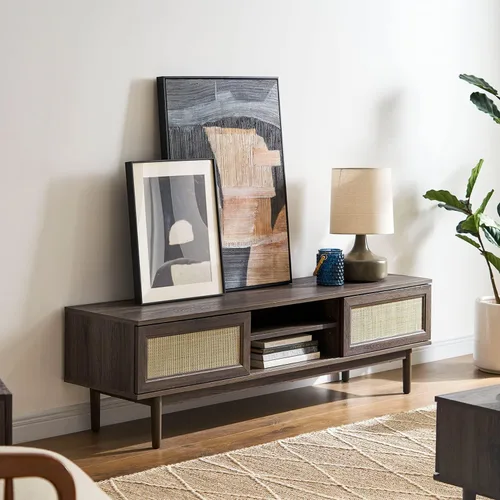 Miniatura 10 de mopio Brooklyn Soporte de TV Moderno de Mediados de Siglo, para TVs de hasta 50" / 59" Panel de Forma de Onda, Perfil Curvo Elegante con Estante