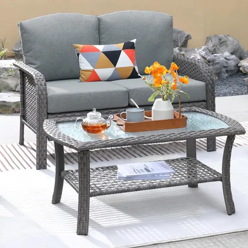 Miniatura 13 de ovios Juego de 2 piezas de muebles para patio, sillas de mimbre para exteriores de 2, sillas de ratán de respaldo alto para todo tipo de clima de 2