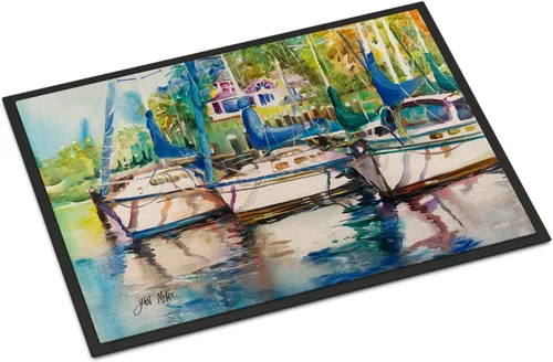Miniatura 206 de Caroline's Treasures JMK1017JMAT - Tapete de caza de rana garza azul, 24 x 36 pulgadas, tapete para puerta delantera, interior y exterior