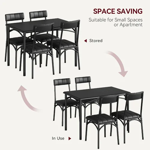 Miniatura 2 de Takywep Juego de mesa de comedor para 4 para espacios pequeños, mesa de cocina con 4 sillas tapizadas, marco moderno de madera y metal