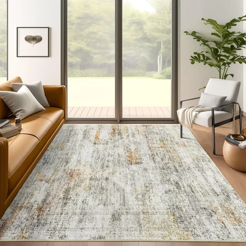 Miniatura 270 de Alfombra de pasillo Soalmost 2'6" x 10' lavable, alfombra antideslizante para cocina, baño, lavandería, alfombras vintage ultra delgadas para Beige