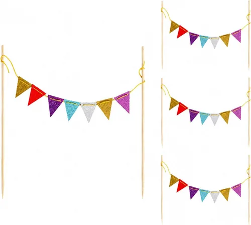 LUOZZY 5 piezas de decoración de tartas con temática de carnaval de circo, bandera triangular, decoración de fiesta festiva para carnaval de circo,