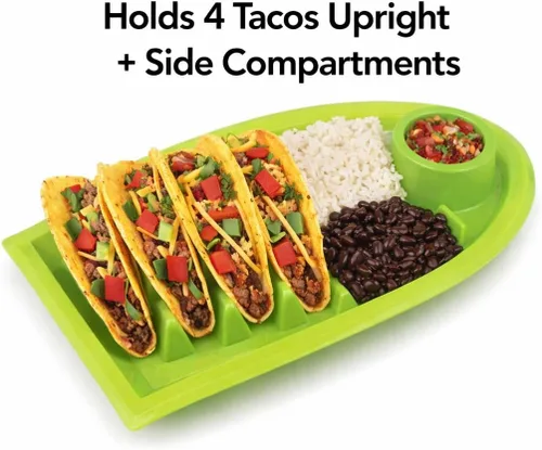 Miniatura 2 de Juego de 3 platos para tacos, bandejas divisoras de plástico para tacos con ranuras de pie, sin BPA, aptas para lavavajillas y microondas