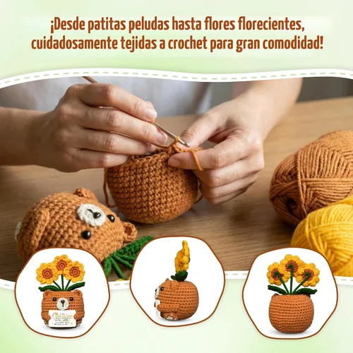 Miniatura 2 de OASSIE Regalos de graduación de jardín de infantes para niños y adolescentes, animales de ganchillo positivos de oso de girasol, inspiradores