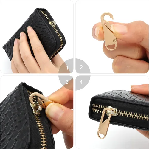 Miniatura 4 de Reemplazo de tirador de cremallera, 16 piezas de pestañas de cremallera desmontables con cordón extensor para equipaje, ropa, chaquetas, mochilas