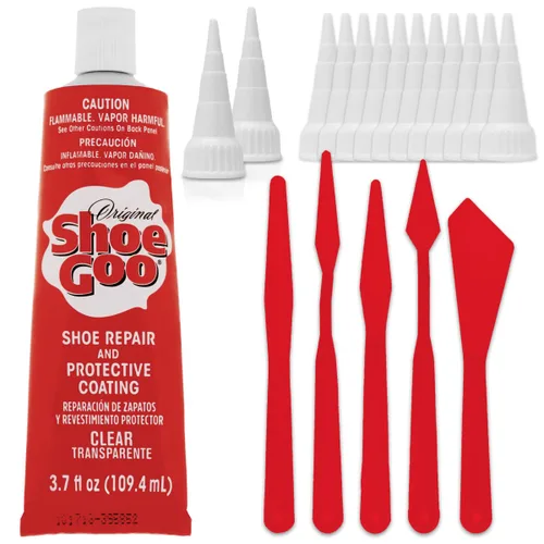 Miniatura 6 de Adhesivo de reparación Black Shoe Goo para fijar zapatos o botas desgastados, negro, 3.7 onzas (3.7 fl oz), 4 puntas aplicadoras de punta de corte