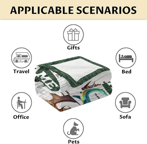 Miniatura 6 de Manta personalizada de dinosaurio para niños, 50 x 40 pulgadas, regalo con temática de dinosaurios pequeños para niños y niñas, manta blanca
