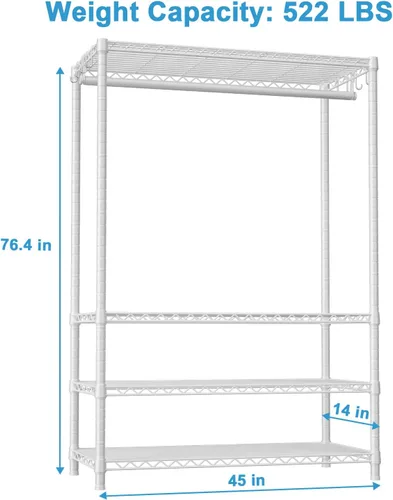 Miniatura 5 de Ulif H4 Plus Perchero de ropa, perchero portátil de 4 niveles para ropa y vestidos para dormitorio y guardarropa, sistema de almacenamiento y Blanco
