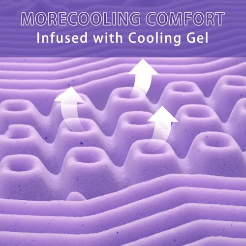 Miniatura 3 de Colchón de espuma de gel de 7 zonas con infusión calmante de lavanda, certificado CertiPUR-US, (2 pulgadas, individual)