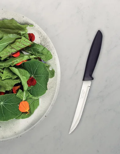 Miniatura 4 de Tramontina 23498054 - Juego de 6 cuchillos de cocina dentados con frutas y tomates, pelador de verduras, acero inoxidable, multiusos, punta Negro