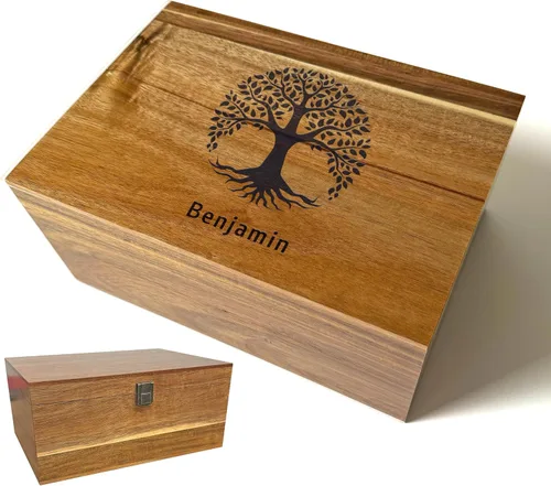 Miniatura 72 de Caja de madera grabada personalizada grande – Caja de recuerdo de madera de acacia con mensaje oculto personalizado, cajas de memoria de nogal