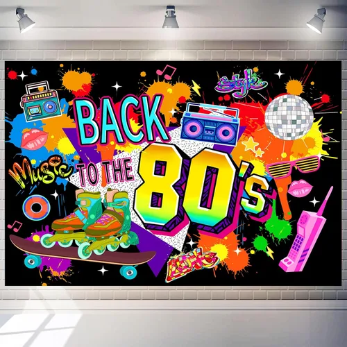 Fondo de los años 80 de 6 x 4 pies, graffiti de regreso a los 80, decoraciones de fiesta de cumpleaños de los años 80, pancarta de los años 90 para
